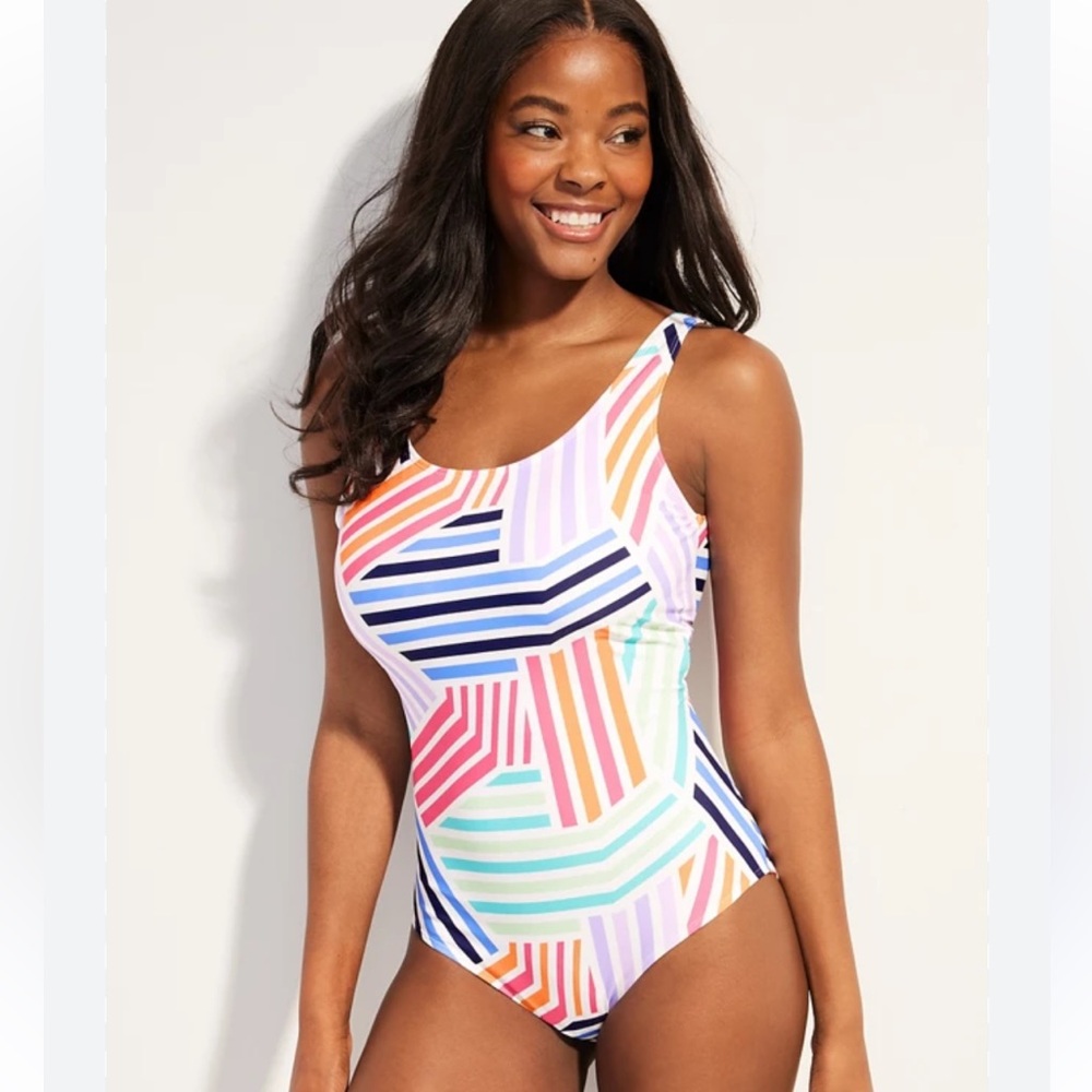 Maurices NWT Scoop Neck One Piece Swimsuit Multicolor stripe pattern - M